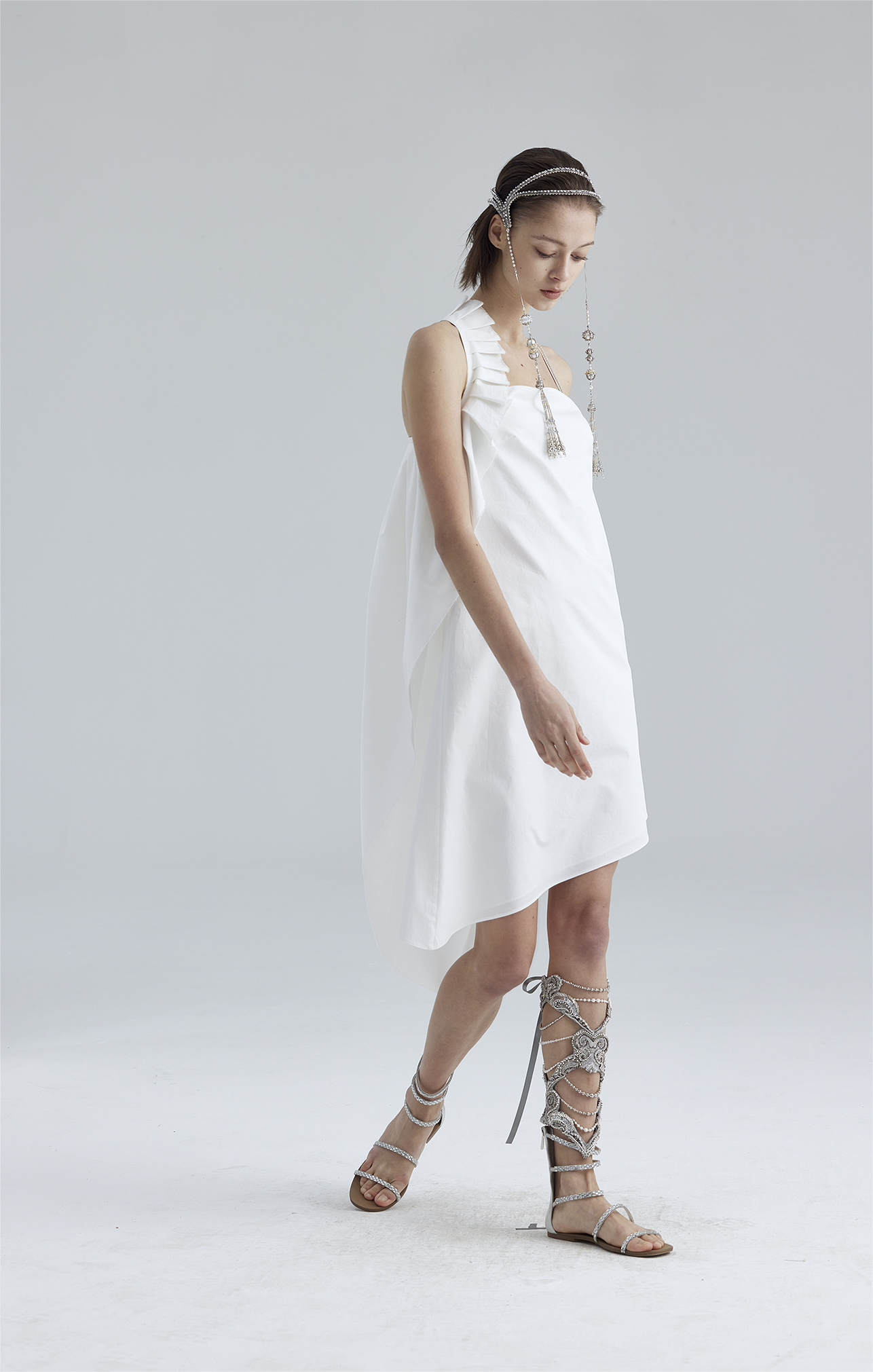 10.white asymmetrical dress