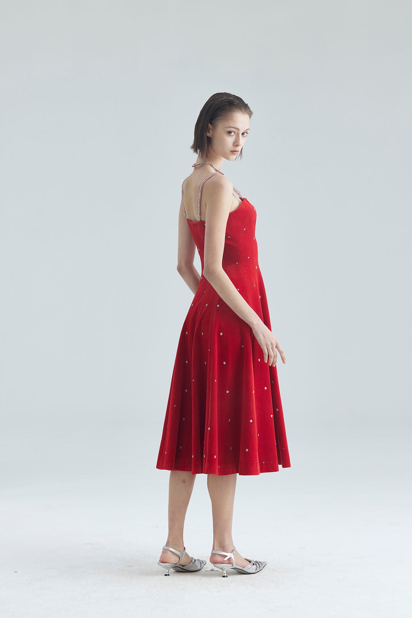 40. Red Star Embroidered Long Dress