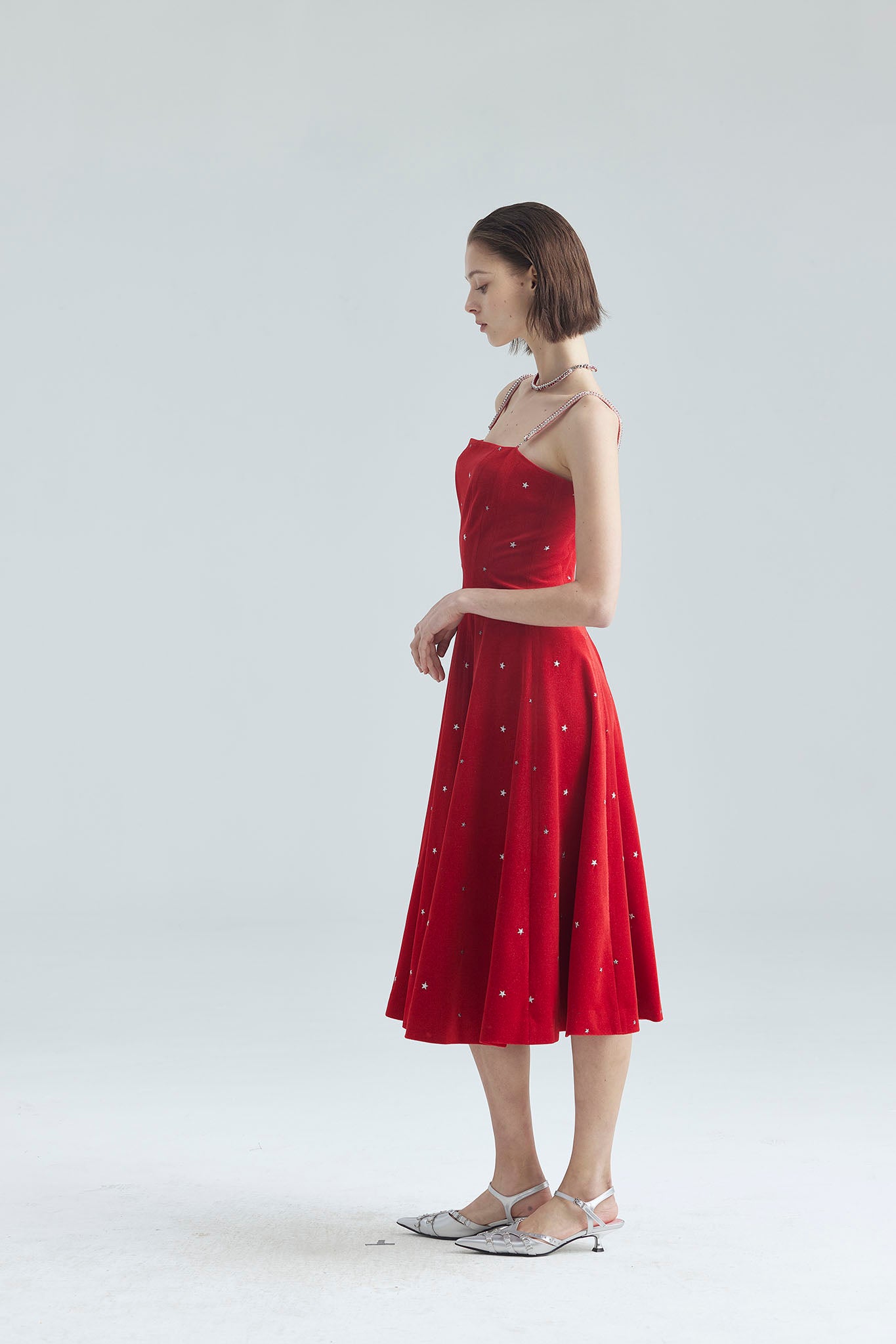 40. Red Star Embroidered Long Dress