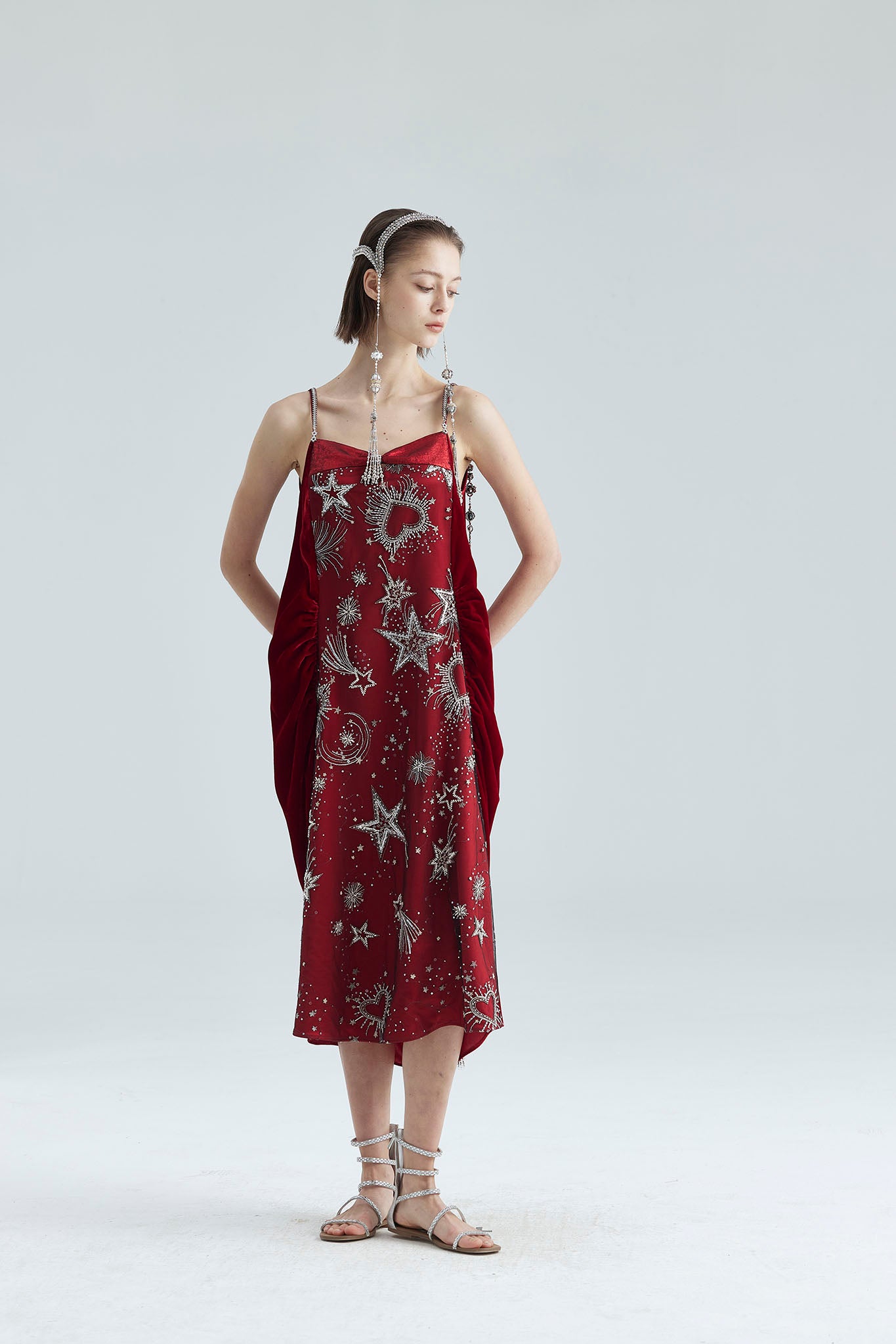 37.Red Velvet Starry Sky Dress