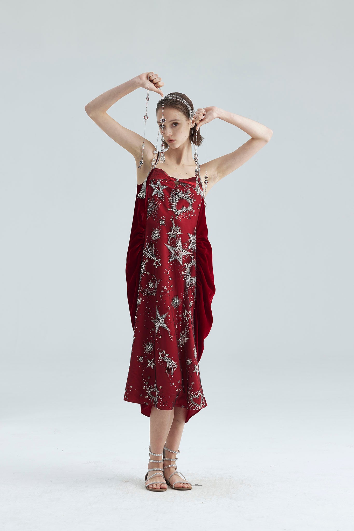 37.Red Velvet Starry Sky Dress